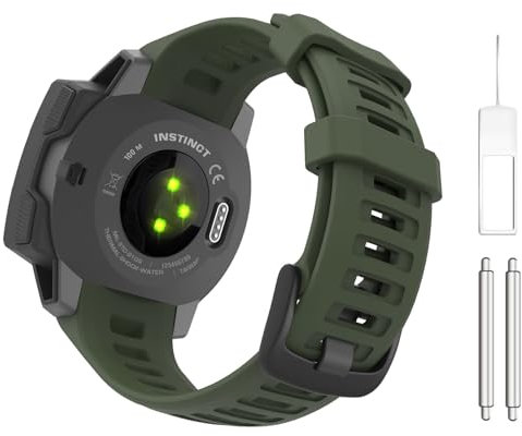Astorgos 1Pack Sport Watch Band compatibile con Garmin Instinct Esports/Solar/Tactical/Tide Military Watch/Instinct 2 Sports GPS, cinturino di ricambio in silicone morbido da polso, Verde Scuro