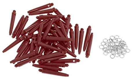 Geardeangloow 50 x Dartschäfte 2BA Darts Zubehör mit Schutzringen 27mm gelb