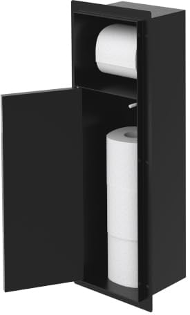 LuxeBath Unterputz-Schrankmodul aus Edelstahl für die Klobürstengarnitur, Schwarz, 60x20x14 cm, Badezimmerschrank mit Toilettenpapierhalter, Einbauschrank mit Toilettenbürste, WC Wandnische befliesbar