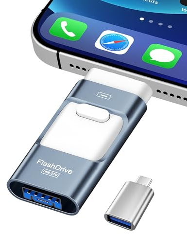 ZARMST Clé USB 512 Go, 4 en 1 Cle USB pour iOS/Android/Pad/Type C/PC, Cle USB C 3.0 Flash Drive Transfert Rapide, Clef Mémoire Externe pour Stockage Photos, Vidéos, Films(Bleu)