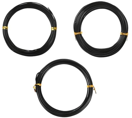 3 Rollos Alambre Bonsai,Alambre Bonsai De Aluminio,Para Árboles Bonzai Interior,1,0mm, 1,5mm, 2,0mm(3 Tamaños, Negro)