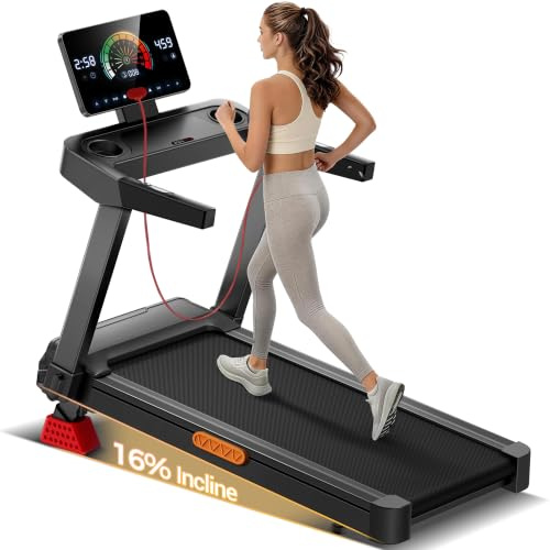 CURSOR Tapis Roulant Salvaspazio con 16% Pendenza, 14KM/H | Tapis Roulant Elettrico Pieghevole, 3.5HP, 180 kg