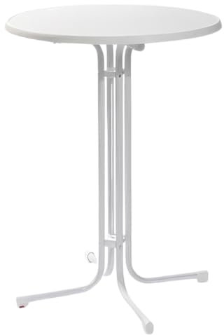 Gastro Uzal - Stehtisch klappbar Ø 80 cm Durchmesser Tischplatte, Höhe: 110 cm, Bistrotisch Bartisch Bistro 4-Fuß, klappbar, Weiß