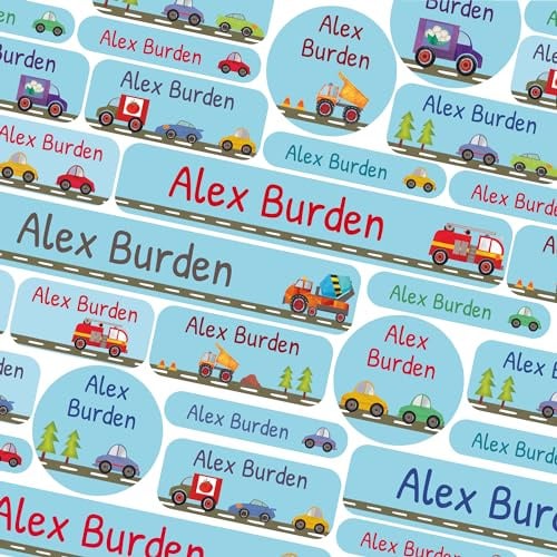 123 Name Labels for Kids No Iron Name Tags for Clothes Name Stickers for Water Bottles, School Uniform, School, Nursery, Care Homes, Washable and Dishwasher Safe for Children (Transport)