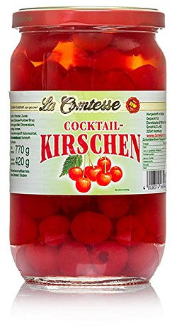 Cocktail-Kirschen, rot, ohne Stiel & Stein, 750g