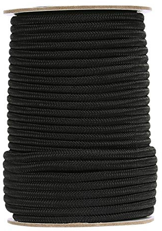 Fosco Industries Rullo Corda Utility Militare 60 Metri in Nylon Spessore 7 mm Campeggio (Nero)