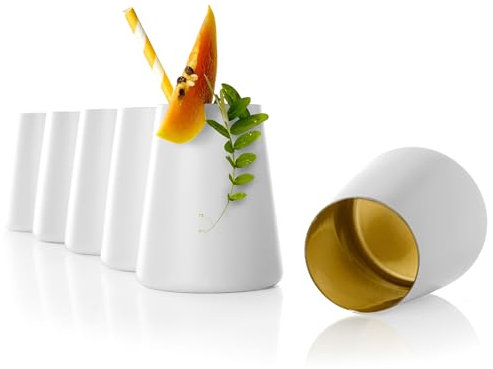 Stölzle Lausitz Becher Weiß/Gold Power 6er-Set 380 ml – Moderne Gläser für Wasser, Wein, Drinks & Saft – Hochwertige Cocktail Gläser aus Kristallglas – Spülmaschinen- & Stoßfest, Made in Germany