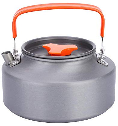 Portatile Alluminio 1.1L Teiera Caffè teiera Bollitore per cucina da campeggio(1.1L-Orange handle)