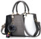 NICOLE & DORIS Damen Handtasche Umhängetasche Henkeltasche Kuriertasche Elegant Damen Handtaschen mit Kaninchen Pelz Kugel Plüsch Schlüsselring Grau 3