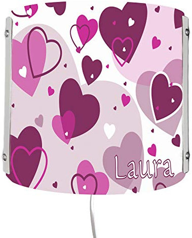 CreaDesign WA-1123-09, Herz brombeere, Kinderzimmer Wandlampe personalisiert mit Namen, Nachtlicht/Schlummerlicht für Steckdose, E14, 22 x 22,5 x 8,5 cm