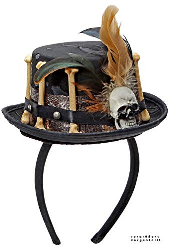 Karneval-Klamotten Voodoo Hut Mini Damen Herren mit Knochen und Totenkopf