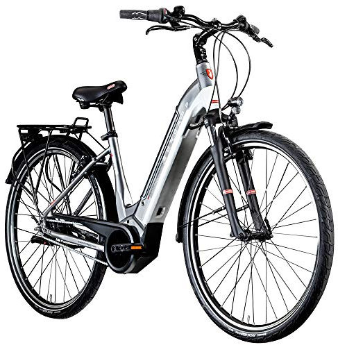 ZÜNDAPP Z905 700c E-Bike E Citybike 28 Zoll Pedelec Bosch Stadtrad Hollandrad (grau/weiß, 45 cm)