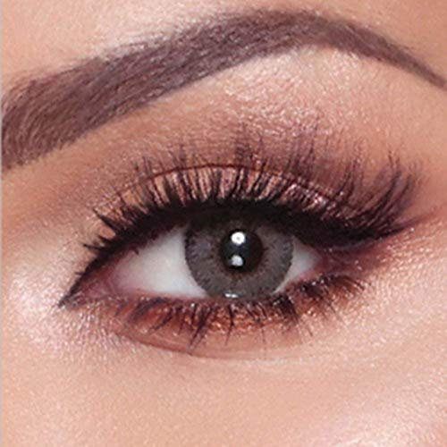 BELLA ELITE farbige Kontaktlinsen AMBER GRAY (Dioptrien -0.00) – stark deckende Monatslinsen für 3 Monate, Braun-Graue Farblinsen, perfekt für dunkle Augen