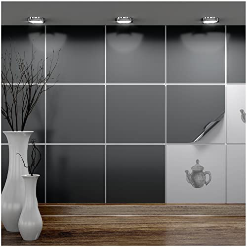 FoLIESEN - Autocollants pour carreaux 20x20 cm | Film autocollant pour carrelage de salle de bains et de cuisine | Retirable sans résidus | carrelage adhesif | 6 pièces, .:gris fonce brillant