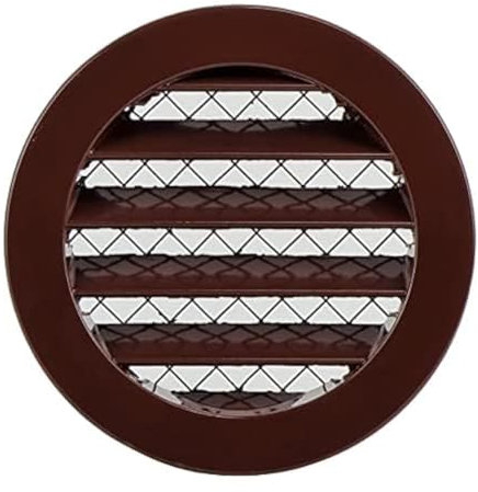 Ø 100mm Griglia di Aerazione Circolare in Alluminio, Marrone - Griglie di Ventilazione con Rete di Protezione contro Topi