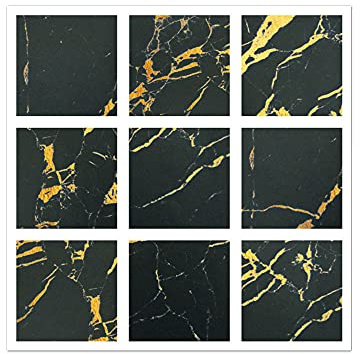 ANCLLO 40 Stück PVC-Mosaik-Wandfliesen-Aufkleber, selbstklebend, wasserdicht, für Küche, Badezimmer, Fliesen, Wandaufkleber, Vinyl-Kunstaufkleber, Heimdekoration, 10 x 10 cm (schwarz)