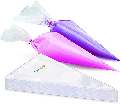 WFAJAMF Disposable Piping Bags 12 Inch - 100 Anti Burst Icing Bags for Cream Frosting, Pastry, Cookie, Cake Decoration and Cupcake Baking Decorating Icing Bags