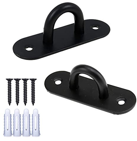 Stainless Steel Heavy Duty Ceiling Hooks with Screws and Plastic Anchors, Wall Mount Pad Eye Plate Top Hook Hanging Hardware for Yoga Hammock Swing Boat Sandbag Plant Basket (2pcs Large U Pad Eye)