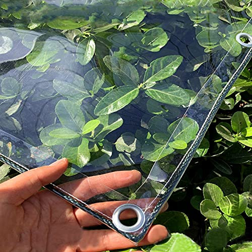 Plane Transparent mit ösen,Schwere Beanspruchung Wasserdicht Abdeckplane Pflanzen Abdeckung,0,3mm Reißfeste Verdickung Kunststofffolie Carport Balkon Regenvorhang Sonnenschutzplane (140x180cm)