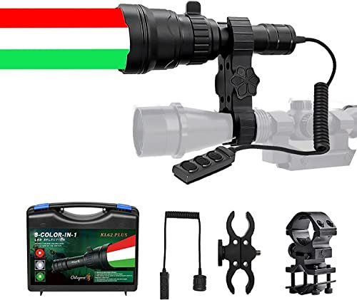 Odepro KL62 Plus Colour Changing Hunting Torch Zoomable Lamp Kit IP68 Waterproof Stepless Dimming Red White Green Torch