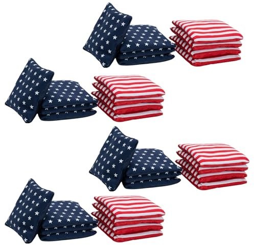 Premium Wicked Wood Games Cornhole Bags - 2 x 16 Bags - Sterne & Streifen- Offizielle Wicked Wood Games Bags - Granulatfüllung - Hohe Qualität - Offizieller Partner der ACL