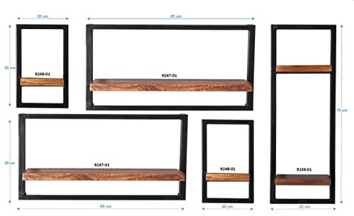 LaNatura Panama Wandregal 5-teilig Mangoholz Natur Massivholz