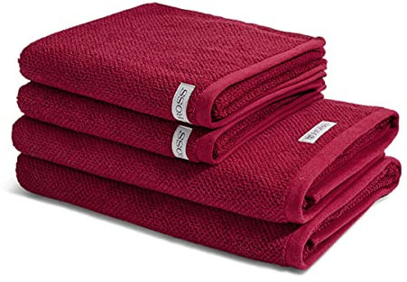 Ross - 4 teiliges Frottier-Set - Selection Bio-Baumwolle (2 X Handtuch 2 X Duschtuch im Set) - 540 g/m2 - Baumwolle - Frottee - saugstark - weich und flauschig - Rubin