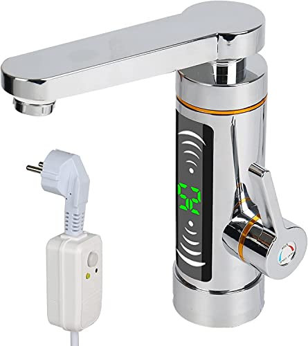 Scaldabagno elettrico istantaneo, rubinetto girevole a 360°, con indicatore di temperatura LED, 3000 W, bagno cucina, acqua e riscaldamento rapido