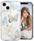 DiyGody Sparkle Butterfly Case Compatible with iPhone 14 Plus Pretty Bling Glitter for Women Girls Slim Soft Border Hard Panel Full-Around Protective Phone Case Cover for iPhone 14 Plus(off-white)