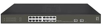 LevelOne GES-2118P Hilbert 18-Port Gigabit PoE Smart Lite Switch, 16 PoE-Ausgänge, 2 x Gigabit SFP, 802.3at/af PoE, 230 W PoE-Leistungsbudget
