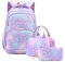 Tanou Mädchen 3PCS Herz Druck Schulrucksack Mädchen Set, Grundschule Kinder Büchertasche mit Mittagessen Tasche Bleistift Box, 3 in 1 Leichte Schultasche, Lila Liebe