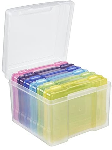 mysmartbuy.com Photo Storage Boxes 7x5 Photograph Organiser Multi Coloured- 600 Photo Capacity. 6 Clip Lock Cases - Acid Free Protects Photos from UV Light, Dust, Spills, Insects