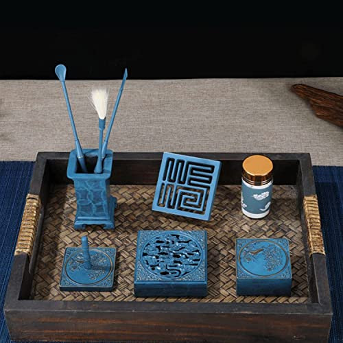 WFXXZL 10 Stück/Satz Räucherstäbchen-Set aus reinem Kupfer - Blauer Weihrauch-Werkzeugsatz Rückfluss-Turm-Kit Inklusive Löffel Presse Schaufel Pinsel for Yoga Meditation Aromatherapie (kein Gewürz)