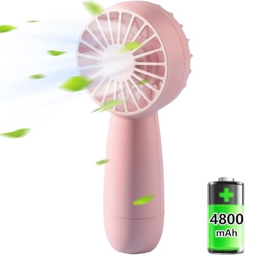 Hand Fan Rechargeable Handheld Fan Cooling, Portable Mini Hand Held Fans USB Electric Personal Travel Fan, Small Powerful Desk Table Fan for Home Office Ceiling Travel