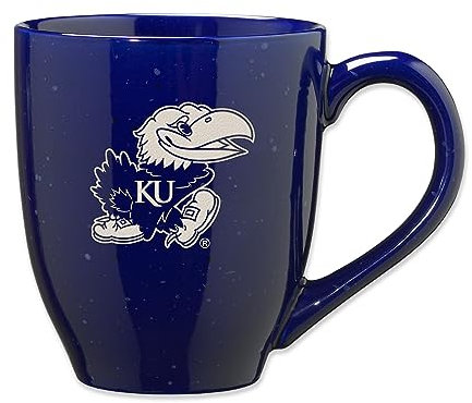 Rico Industries NCAA Kansas Jayhawks Primary 16 oz Team Color Laser Engraved Ceramic Coffee Mug