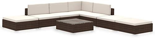 Yolola Lounge Gartenmöbel Set Rattan 8-TLG. LoungeSet Rattan Gartenmöbel Set Loungemöbel Terrasse Gartenlounge Outdoor Lounge Gartenmöbel Rattan Balkonmöbel Braun