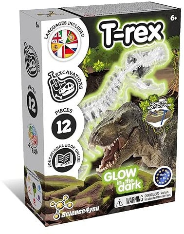 Science4you T Rex Dinosaurier Ausgrabungsset für Kinder ab 6 - Dinosaurier Spiel + Fossilien Ausgrabungsset das im Dunkeln Leuchtet mit Dino Spiel, Dino Geschenk für Kinder ab 6 7 8 9+ Jahre