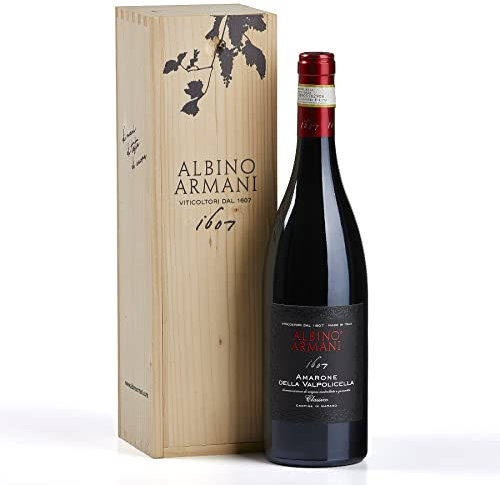 ALBINO ARMANI - GIFT AMARONE - Confezione regalo in legno con logo da 1 bottiglia x 750 ml - 1x Amarone della Valpolicella Classico DOCG