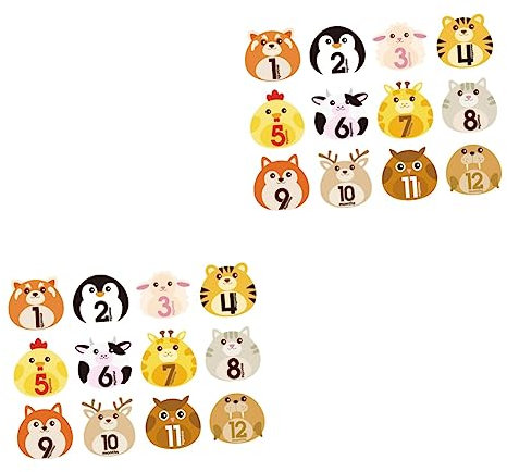 NUOBESTY 24 Blatt Tier-Aufkleber Cartoon-Aufkleber Cartoon-Meilenstein-Aufkleber Babybauch-Aufkleber Aufkleber Für Kleinkinder Aufkleber Für Neugeborene Karten Baby-Mädchen