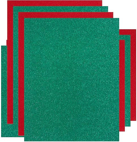 20 Blatt Glitzer Dickes Papier Karton Blanko für DIY Geburtstag Hochzeit Party Supplies Einladungskarten Herstellung 8,5 x 11 Zoll (Weihnachten Grün Rot)