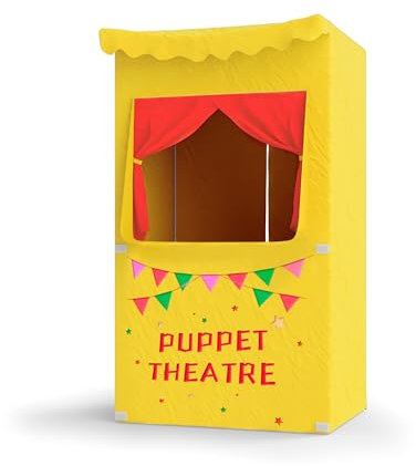 Bomodoro- Teatro de Marionetas Infantil 120 x 70 x 50 cm Color Amarillo. Transformable en una pequeña Tienda (Amarillo)