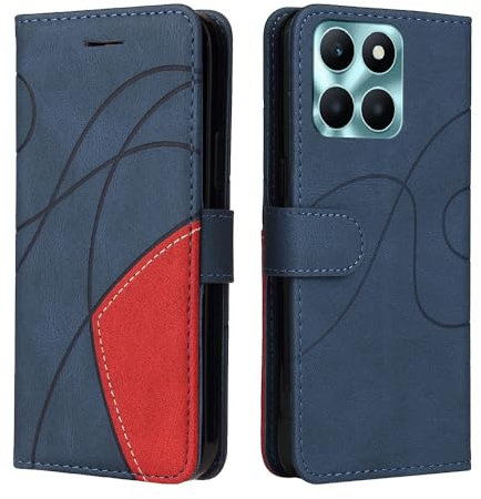 XINNI Cover Protettiva per Honor X6a Case, retrò Cellulare Custodia Libro Antiurto in Flip Pelle PU/TPU, Portafoglio Flip Magnetica, Blu