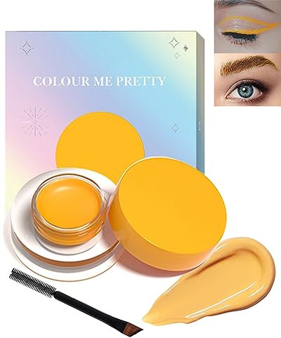 Gelber Eyeliner Creme, Wasserfest Langlebig Matte Gel Eyeliner für Augen, Wangen, Körper, Leicht Anwendbar mit Pinseln, Wischfest Hochpigmentiert Colored Kajalstift Weihnachten Makeup für Cosplay-118