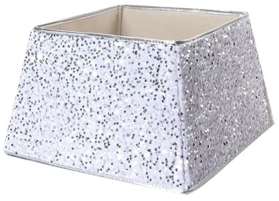 Odot Christmas Tree Skirt for 6/7/8FT Tree, Christmas Tree Collar Christmas Tree Base Basket Cover Christmas Tree Ring Decorative for any Type of Xmas Tree (60cm,Square Silver)