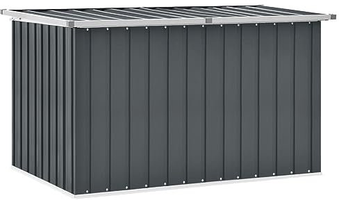 prissent Gartenbox 149x99x93 cm Gartenbox Groß Gartenbox Metall Auflagenbox Metall Storage Boxes Sitztruhe mit Stauraum Gartenmöbel Metall Aufbewahrungsbox aus Stahl Gartenbank Metall Grau