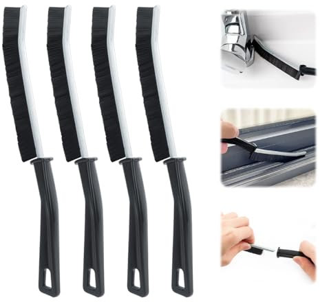 VFANDV Brosse de Nettoyage des Interstices 4 Pièces Brosse de Nettoyage de Coins Brosse de Nettoyage de Fissures Multifonctionnelle Brosse de Nettoyage pour Salles de Bains Cuisines (Ensemble noir 2)