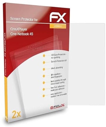 atFoliX Panzerfolie kompatibel mit OneXPlayer One-Netbook 4S Schutzfolie, entspiegelnde und stoßdämpfende FX Folie (2X)
