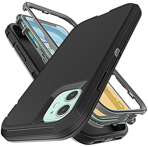 YmhxcY for iPhone 13 mini iPhone 12 mini Case Shockproof Dropproof Dust-Proof Drop Proof 3-Layer Durable Phone Case Heavy Duty Protection Phone Case Cover for iPhone 13 mini 5.4 inch-Black