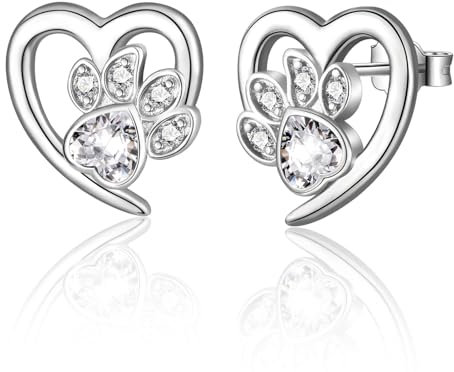 Ohrstecker 925 Sterling Silber Mädchen Ohrringe | Klein Ohrringe mit Zirkonia Katze Paw Print Ohrstecker für Damen Mädchen Schmuck Geschenke