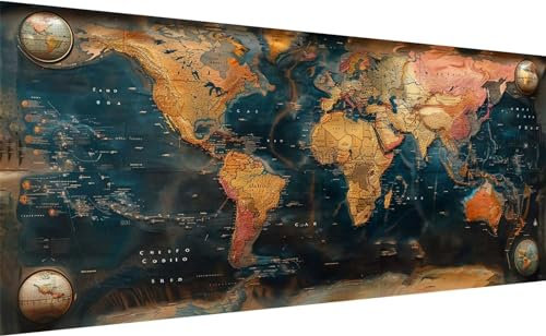 5D Diamond Painting Großes XXL 110x50cm, Diamant Painting Bilder Weltkarte, DIY Vollbohrer Malen nach Zahlen Diamant Painting Set, Groß Farbe Diamant Malerei Set für Geschenk Wanddeko Wohnzimmer G_5